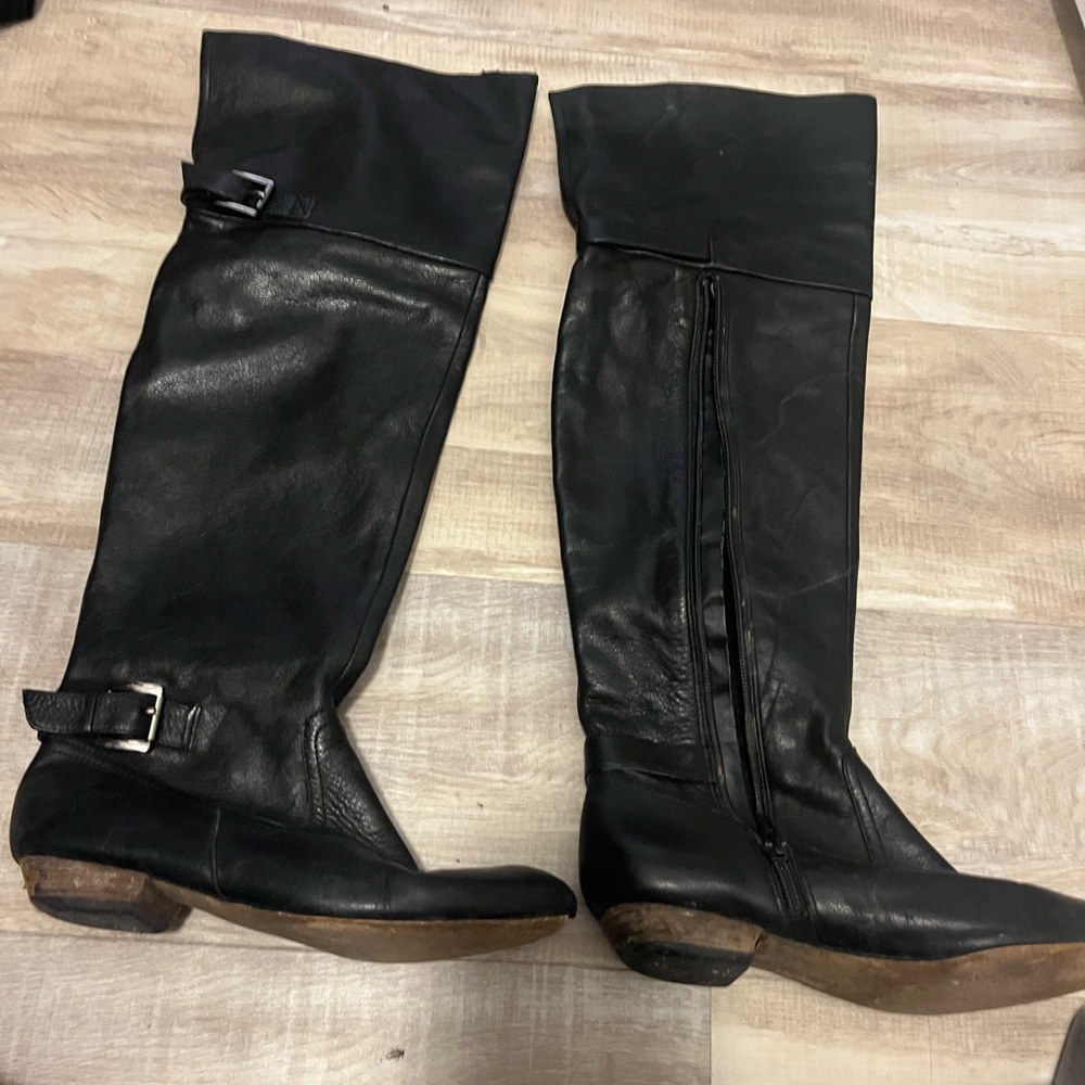 Aldo Black Over the Knee Leather Boots